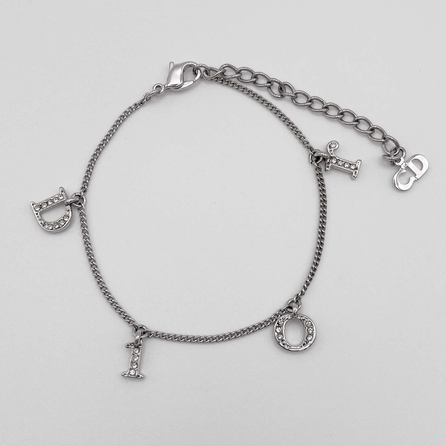 Dior ディオール ブレスレット 17cm〜23cmj ラインストーン ロゴ ガーランド スイング