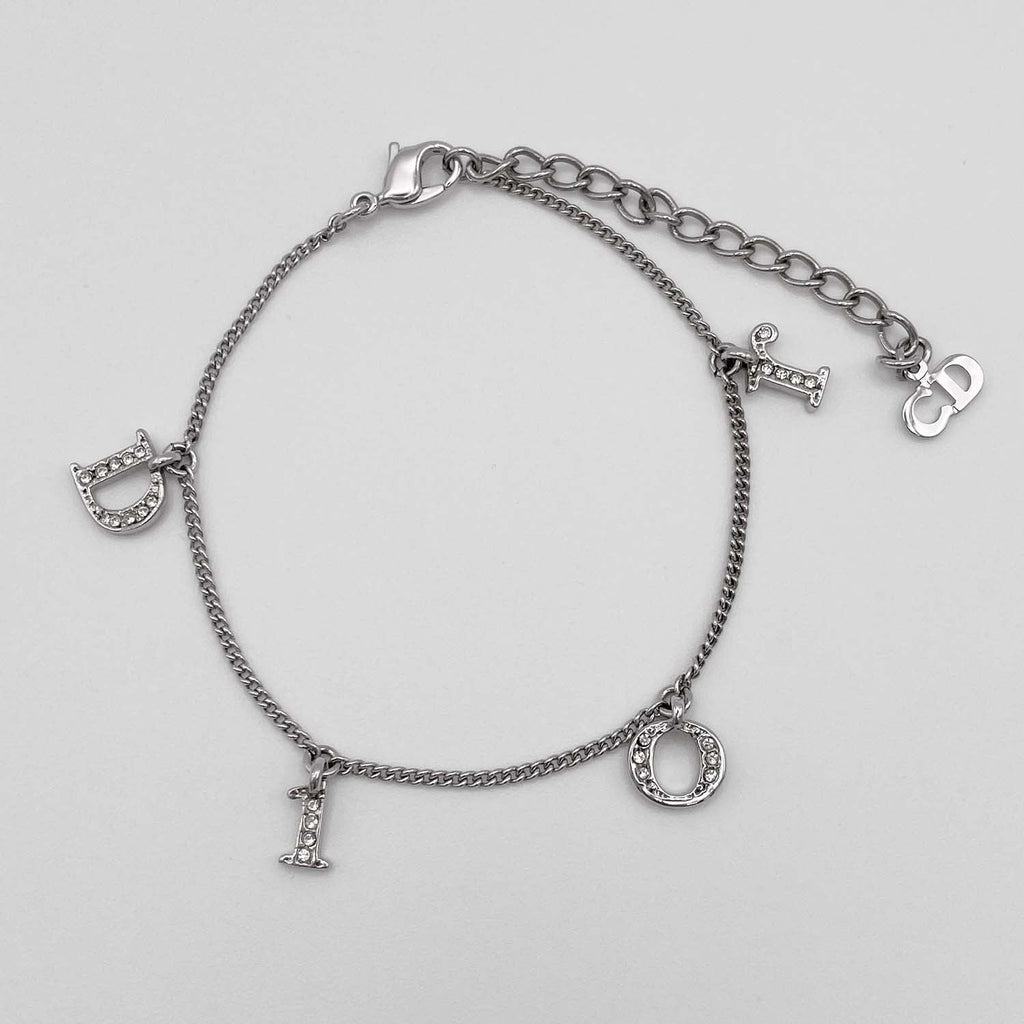 Dior ディオール ブレスレット 17cm〜23cmj ラインストーン ロゴ ガーランド スイング