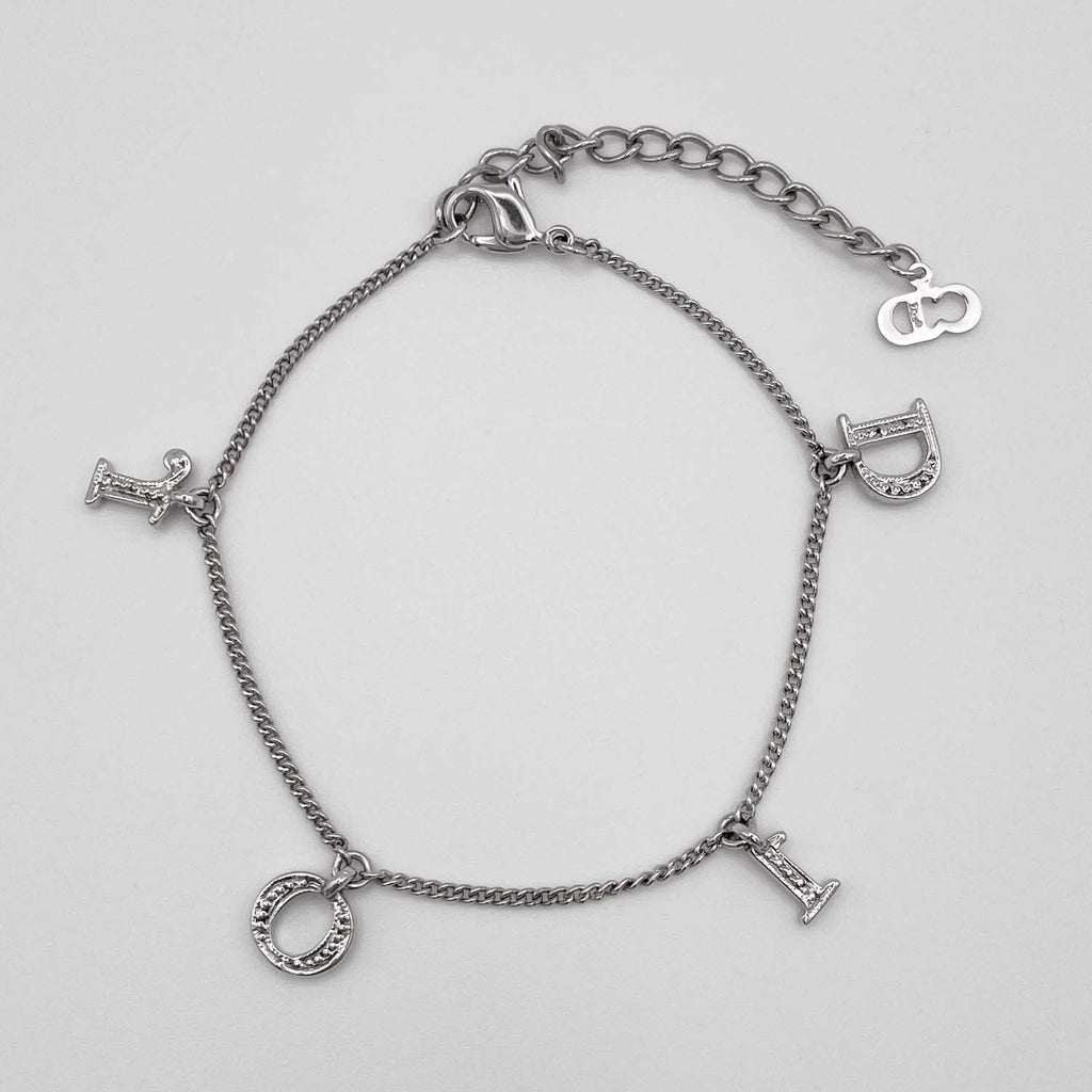 Dior ディオール ブレスレット 17cm〜23cmj ラインストーン ロゴ ガーランド スイング