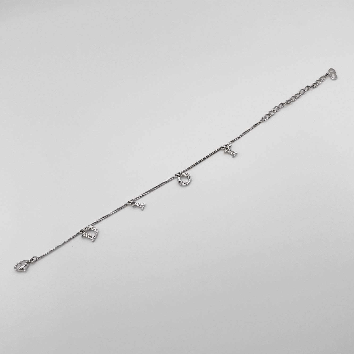 Dior ディオール ブレスレット 17cm〜23cmj ラインストーン ロゴ ガーランド スイング