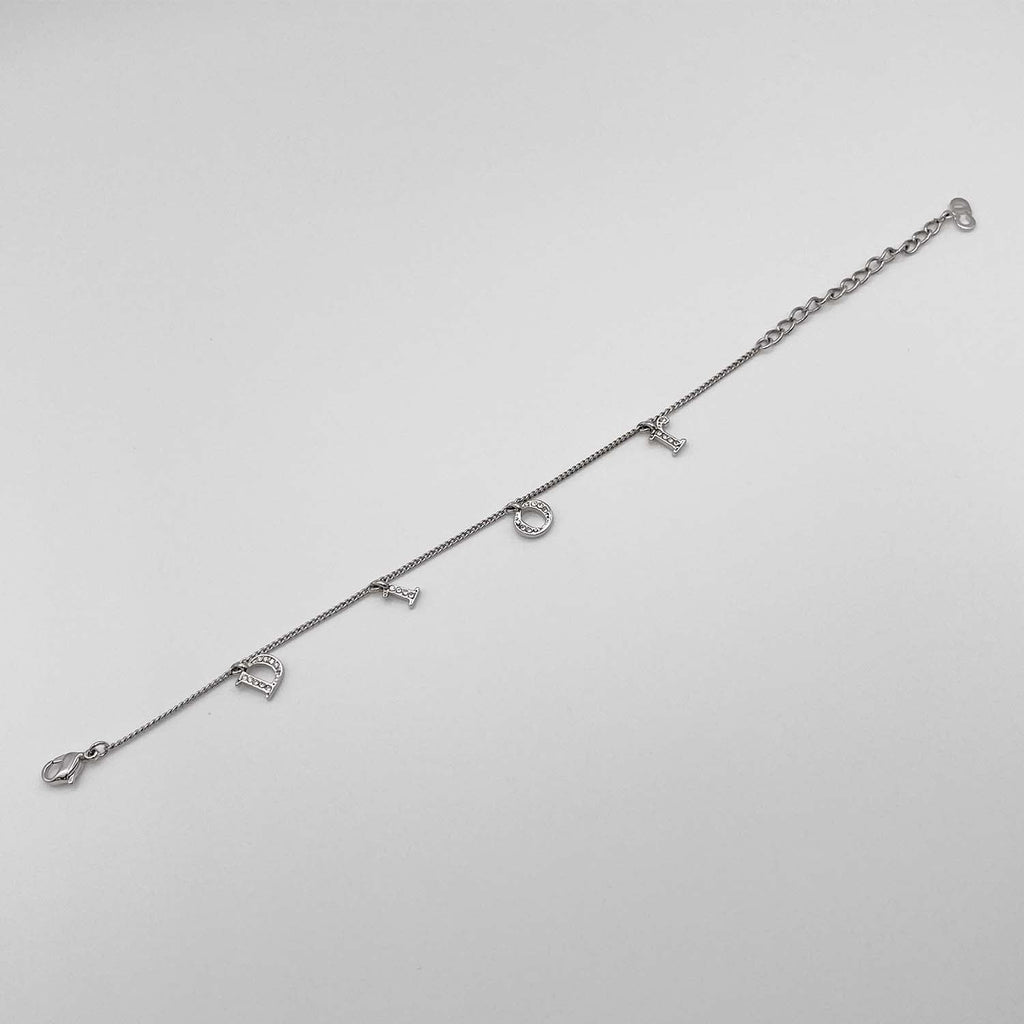Dior ディオール ブレスレット 17cm〜23cmj ラインストーン ロゴ ガーランド スイング