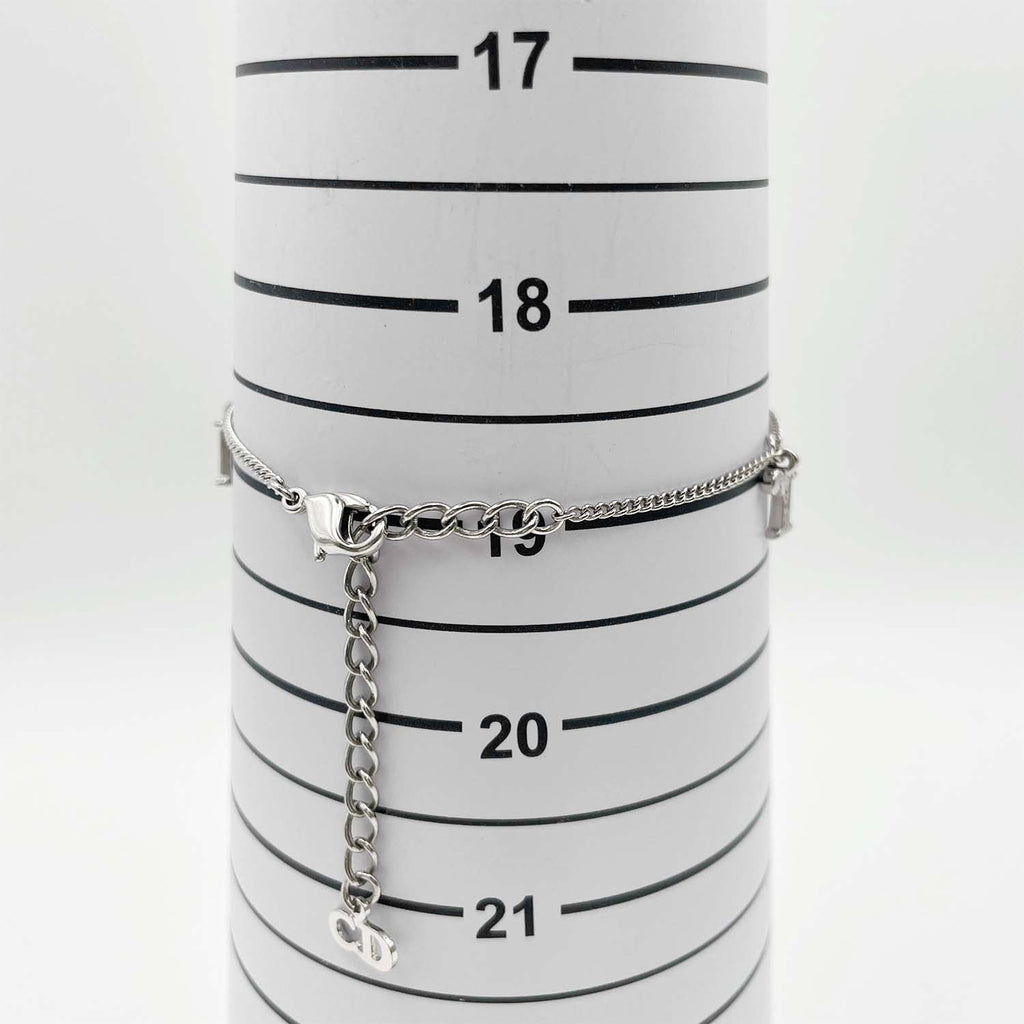 Dior ディオール ブレスレット 17cm〜23cmj ラインストーン ロゴ ガーランド スイング