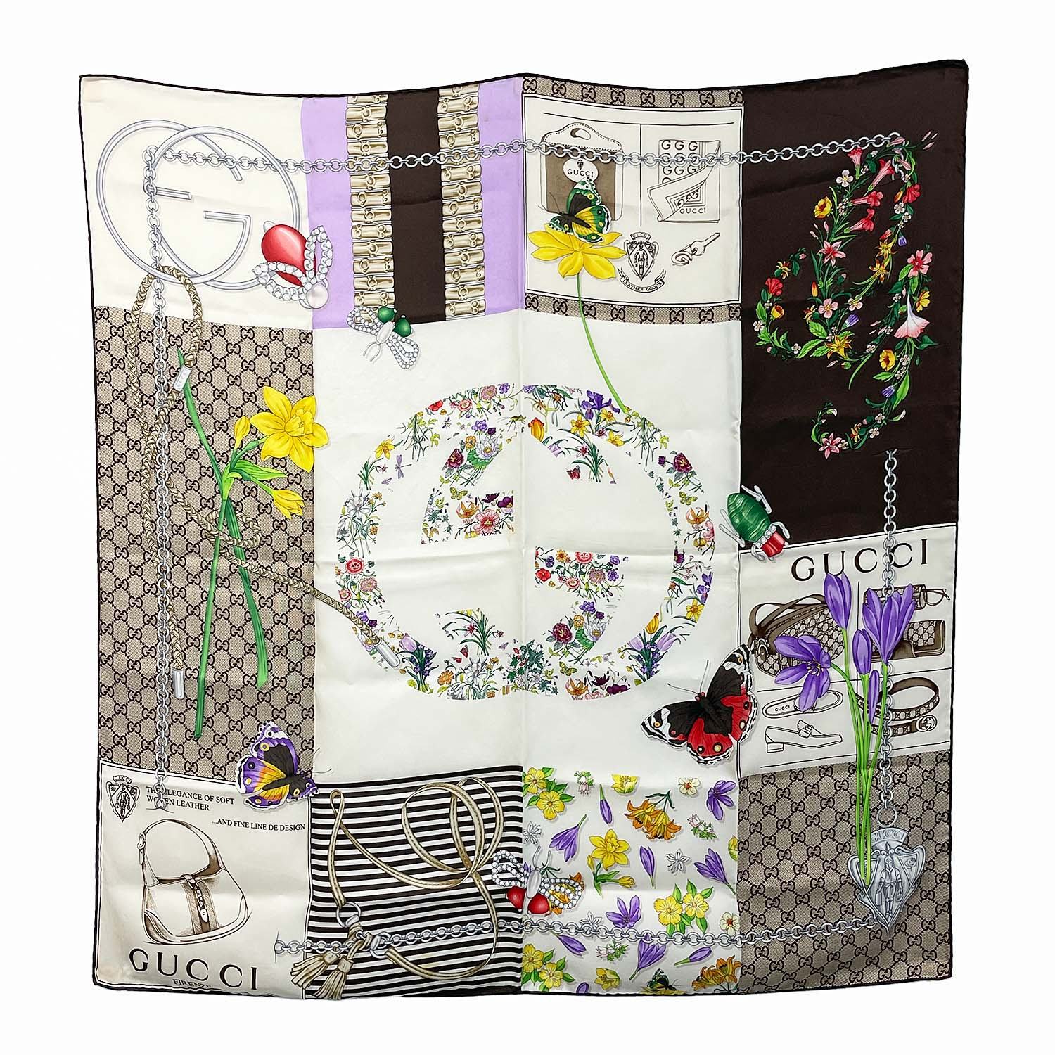 GUCCI グッチ スカーフ 87cm×88cm GGフローラル 花柄 シルク