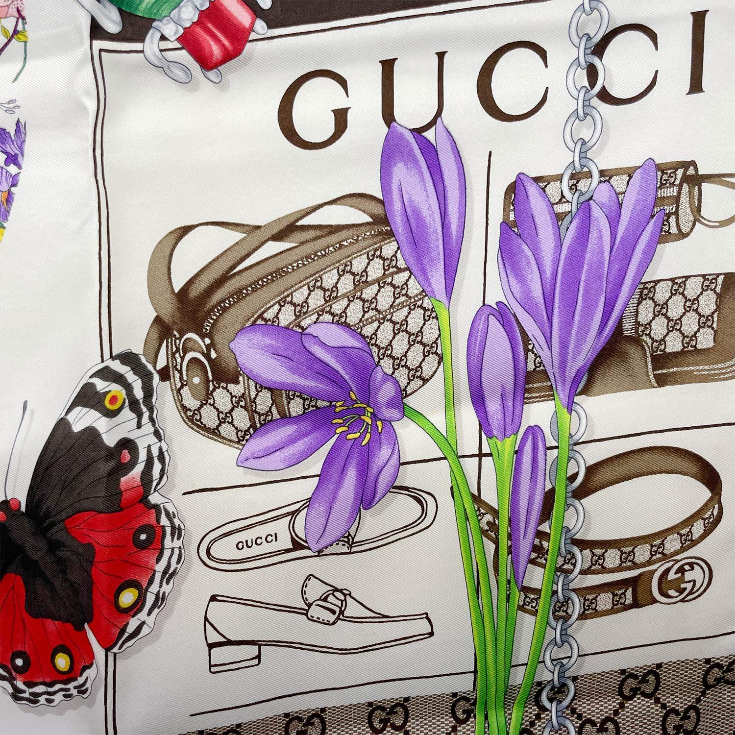 GUCCI グッチ スカーフ 87cm×88cm GGフローラル 花柄 シルク