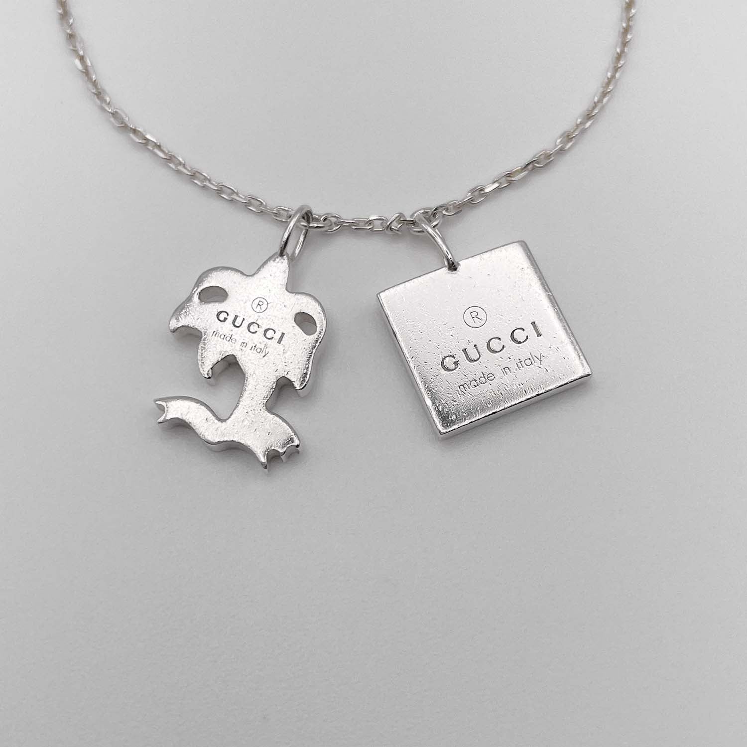 GUCCI グッチ 17.5cm ブレスレット ロゴプレート SV925 ヤシの木 チャーム バングル