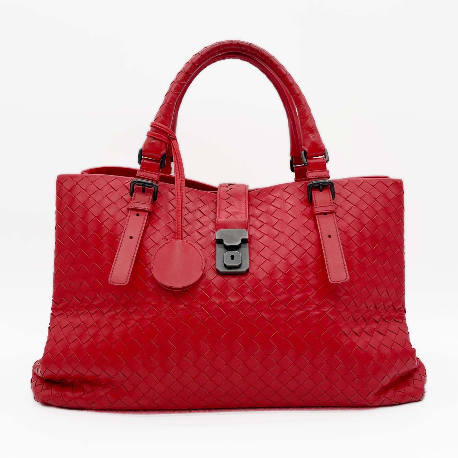 BOTTEGA VENETA ボッテガヴェネタ ハンドバッグ ローマ イントレチャート レッド 鍵付