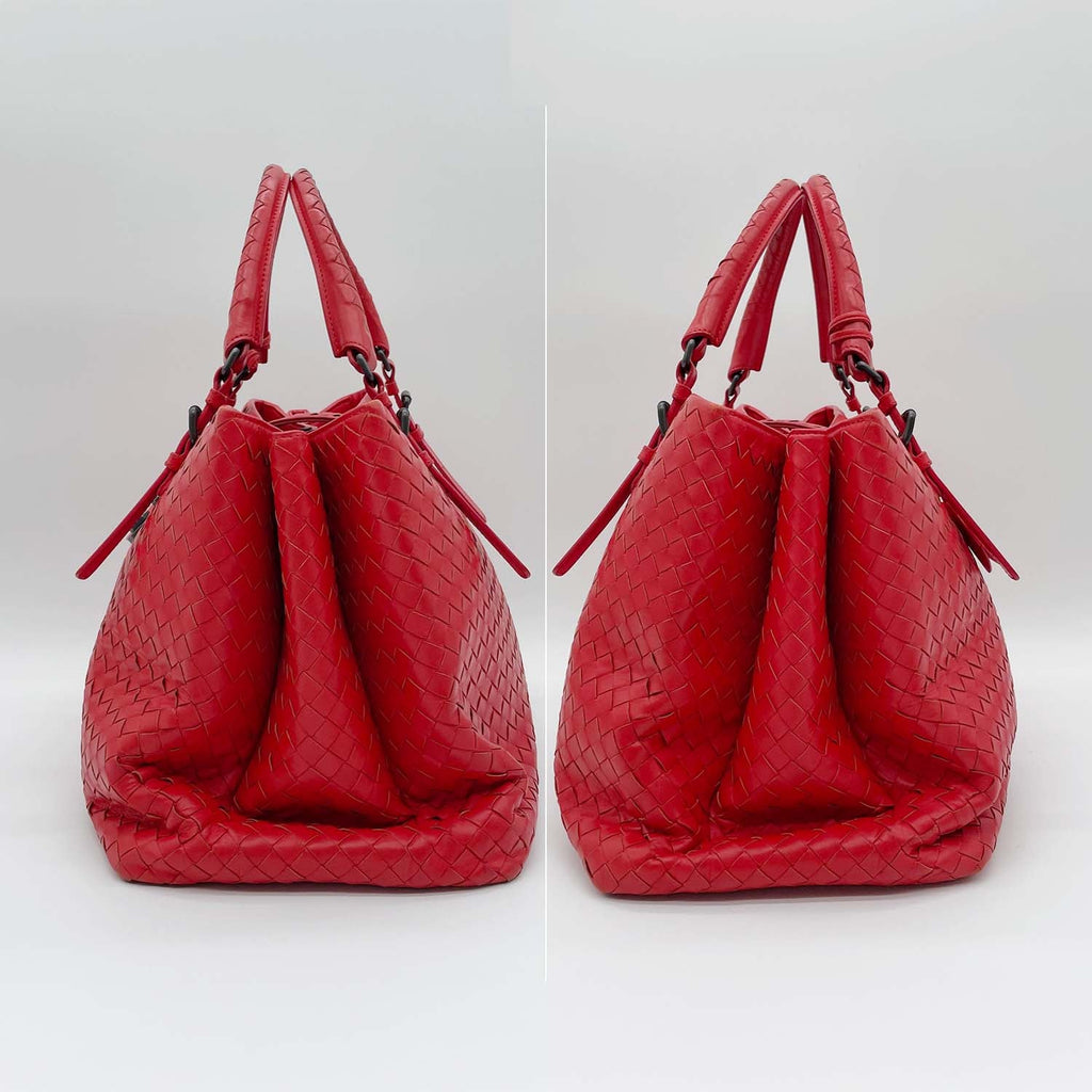 BOTTEGA VENETA ボッテガヴェネタ ハンドバッグ ローマ イントレチャート レッド 鍵付