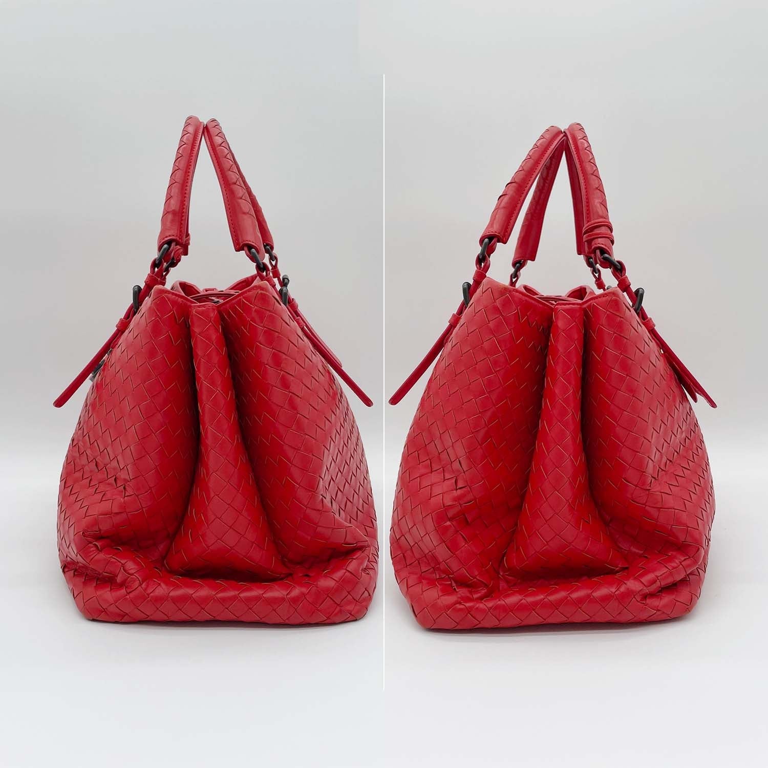 BOTTEGA VENETA ボッテガヴェネタ ハンドバッグ ローマ イントレチャート レッド 鍵付