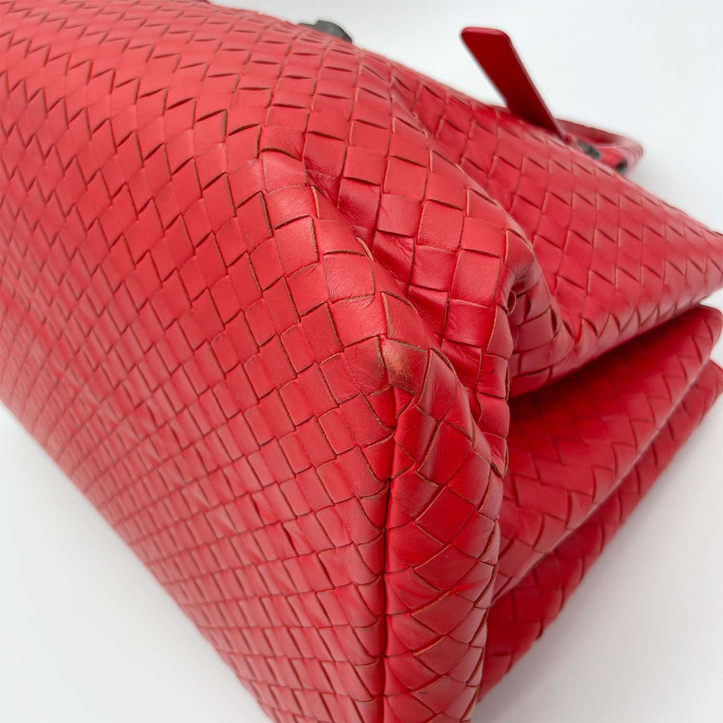 BOTTEGA VENETA ボッテガヴェネタ ハンドバッグ ローマ イントレチャート レッド 鍵付