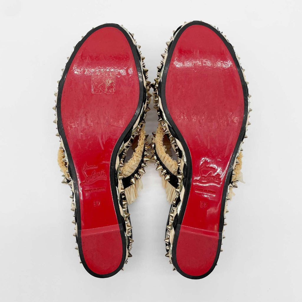 Christian Louboutin クリスチャンルブタン 37 サンダル VOLTINOUDOU スタッズパイソン