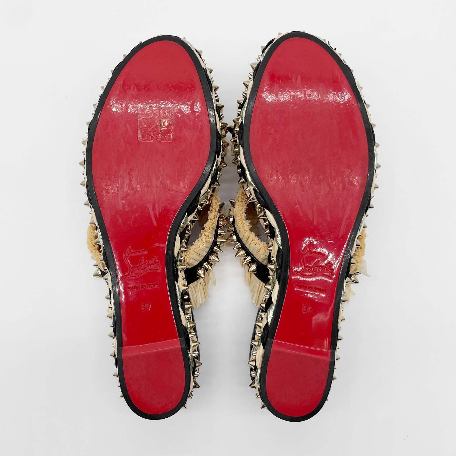 Christian Louboutin クリスチャンルブタン 37 サンダル VOLTINOUDOU スタッズパイソン