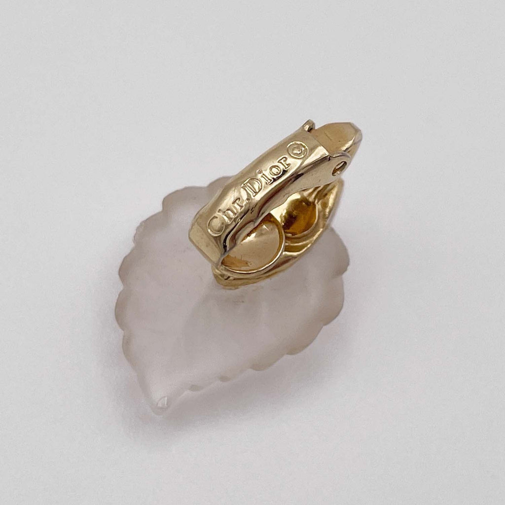 ChristianDior ディオール イヤリング リーフ フェザー ラインストーン ヴィンテージ