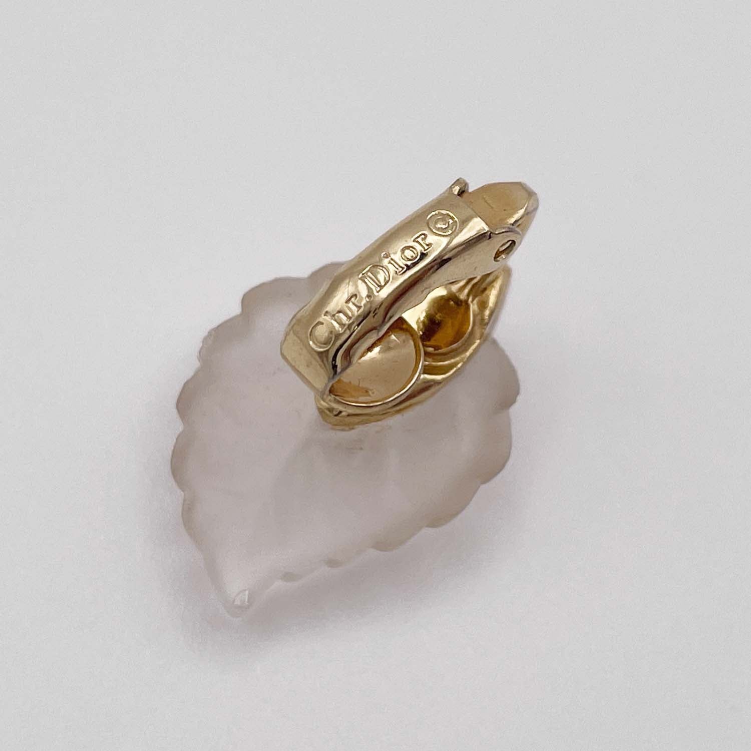 ChristianDior ディオール イヤリング リーフ フェザー ラインストーン ヴィンテージ