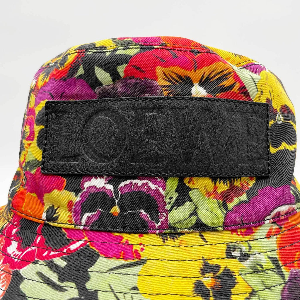 LOEWE ロエベ フィッシャーマンハット サイズ57 花柄 ロゴ リボン 帽子 マルチカラー バケット