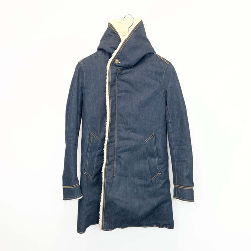 1PIU1UGUALE3 ウノピゥウノウグァーレトレ III(Sサイズ) ボアデニムコート ロング丈 メンズ