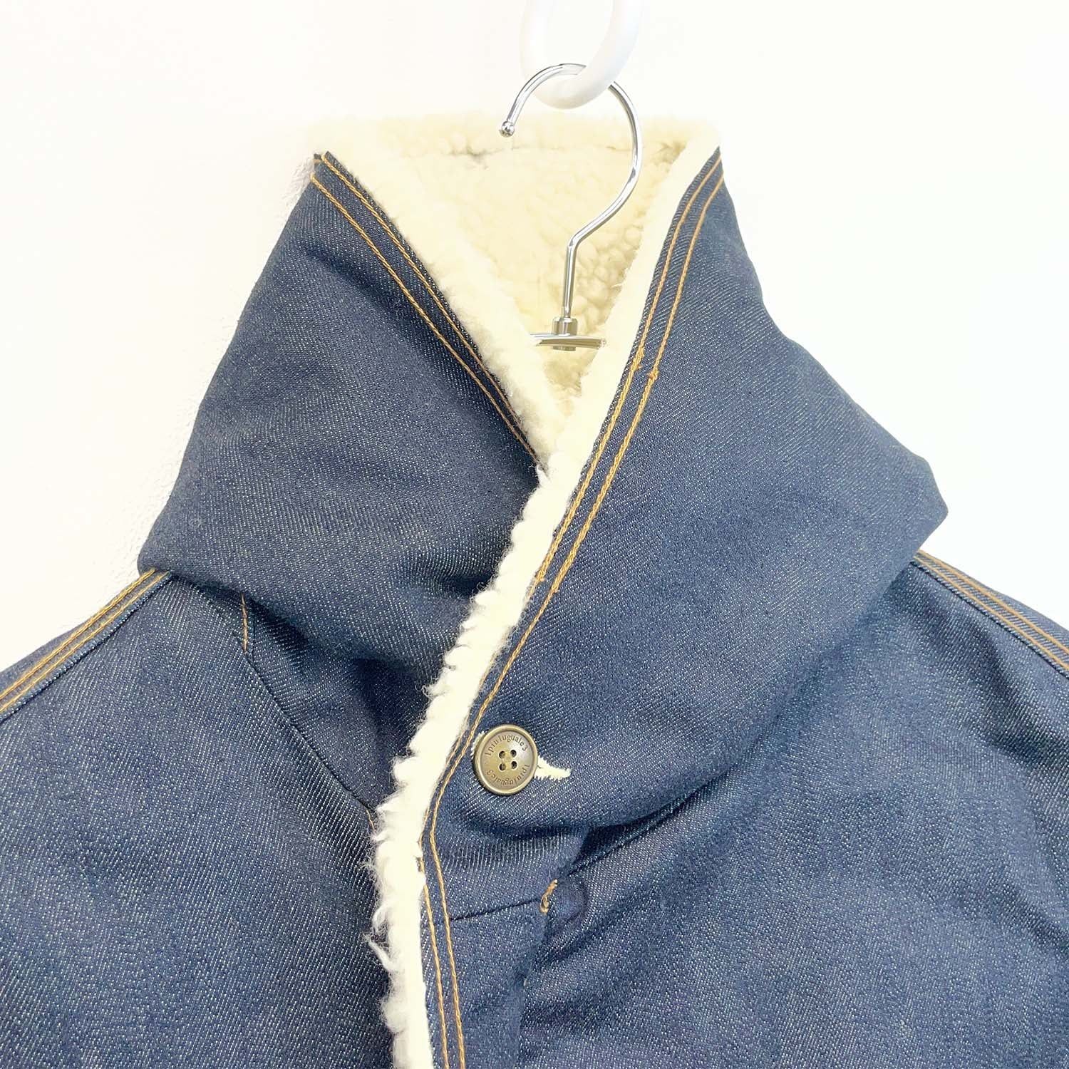 1PIU1UGUALE3 ウノピゥウノウグァーレトレ III(Sサイズ) ボアデニムコート ロング丈 メンズ