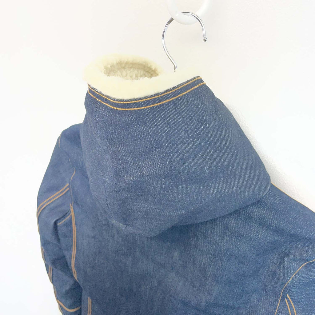 1PIU1UGUALE3 ウノピゥウノウグァーレトレ III(Sサイズ) ボアデニムコート ロング丈 メンズ