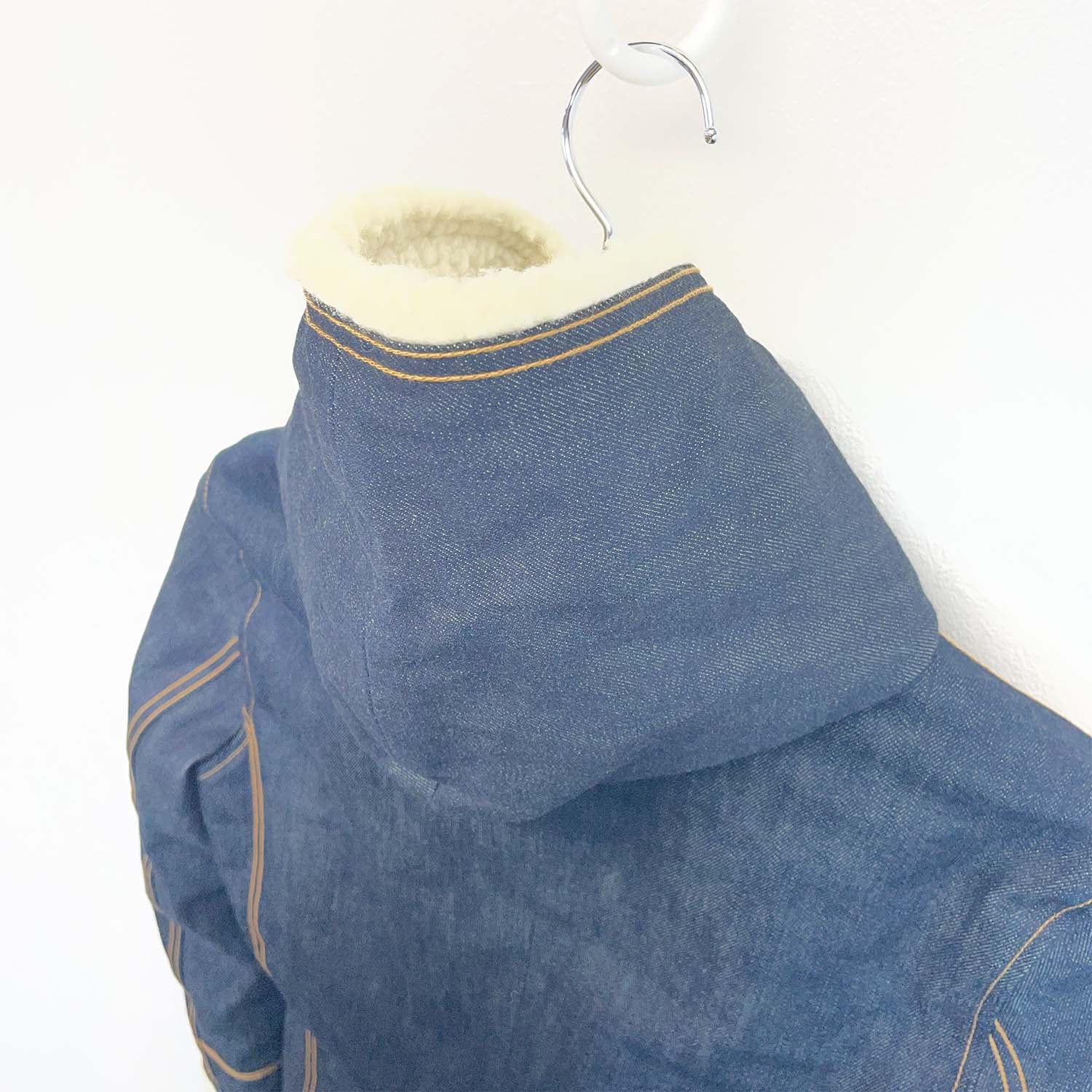 1PIU1UGUALE3 ウノピゥウノウグァーレトレ III(Sサイズ) ボアデニムコート ロング丈 メンズ