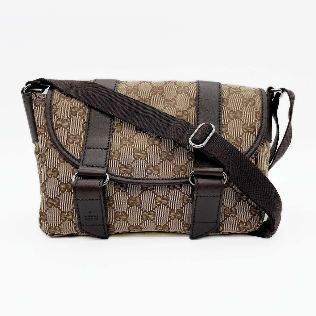 GUCCI グッチ ショルダーバッグ GGキャンバス メッセンジャー 145858 ブラウン