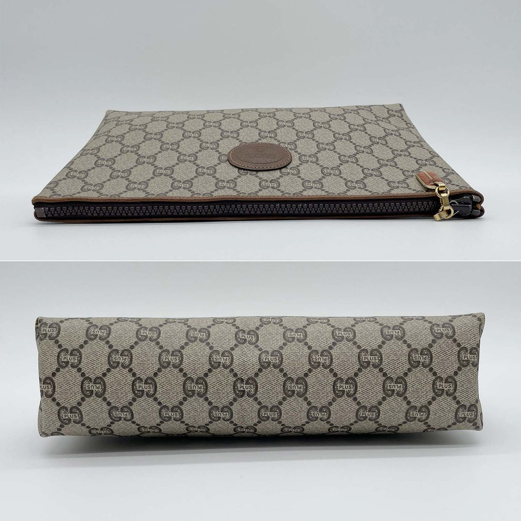 GUCCI グッチ 28cm×17cm ポーチ ケース GGプラス オールド ヴィンテージ ブラウン