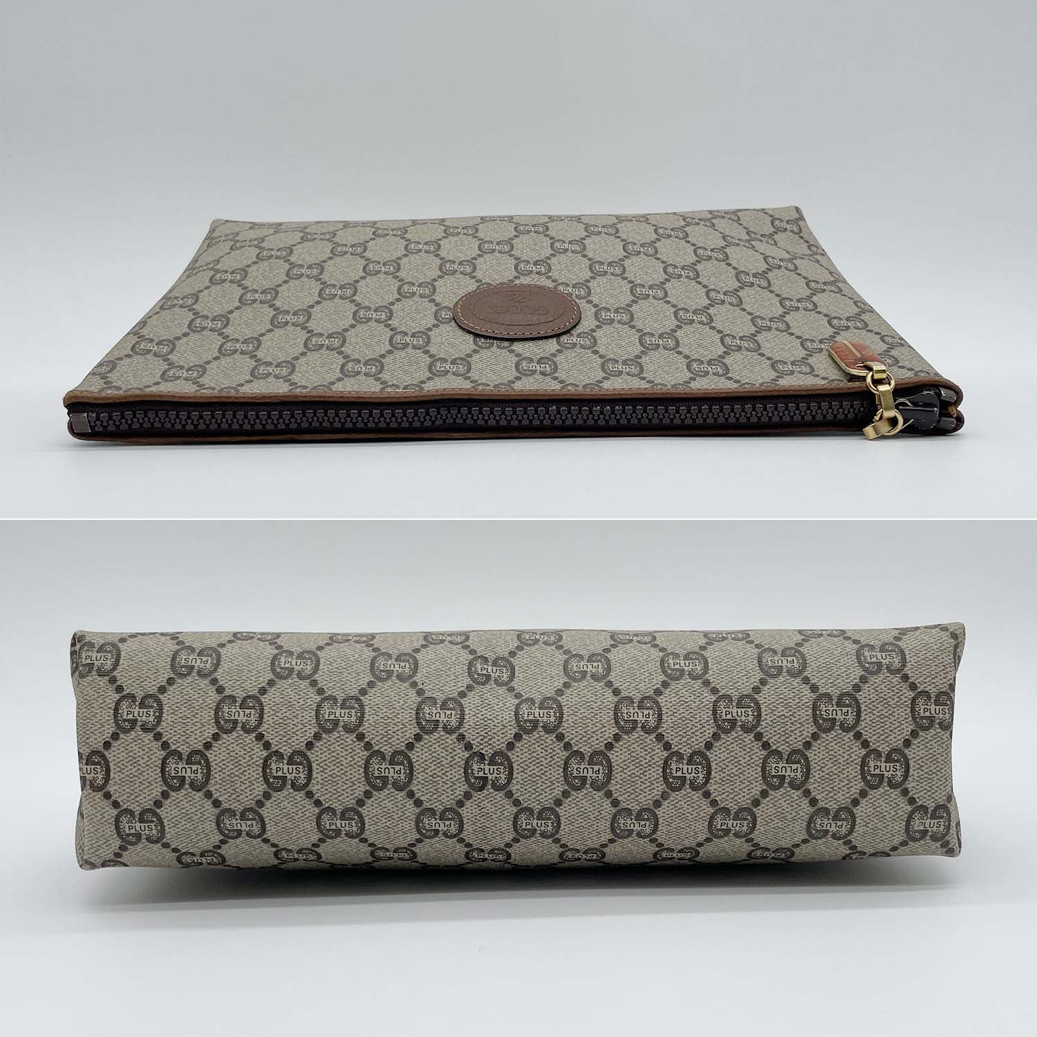 GUCCI グッチ 28cm×17cm ポーチ ケース GGプラス オールド ヴィンテージ ブラウン