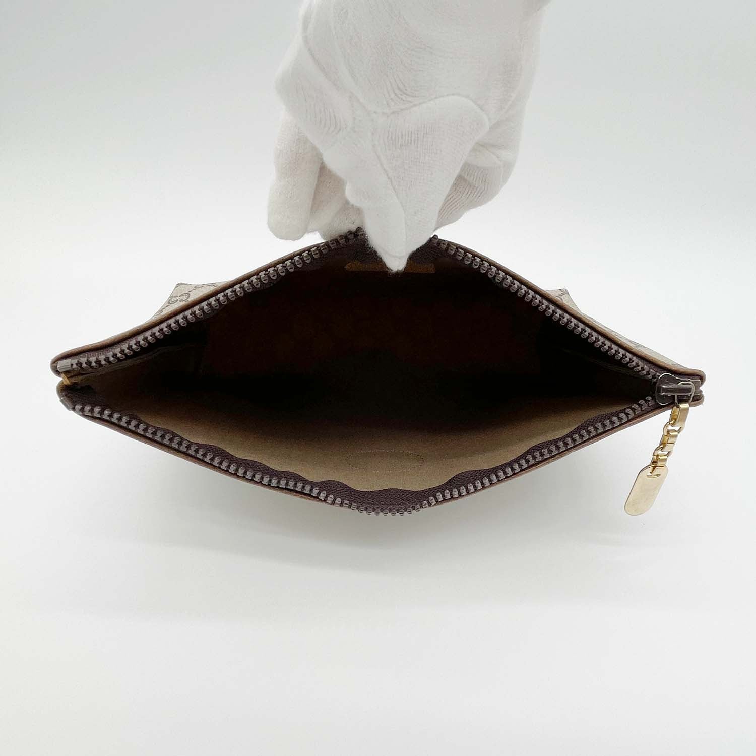 GUCCI グッチ 28cm×17cm ポーチ ケース GGプラス オールド ヴィンテージ ブラウン