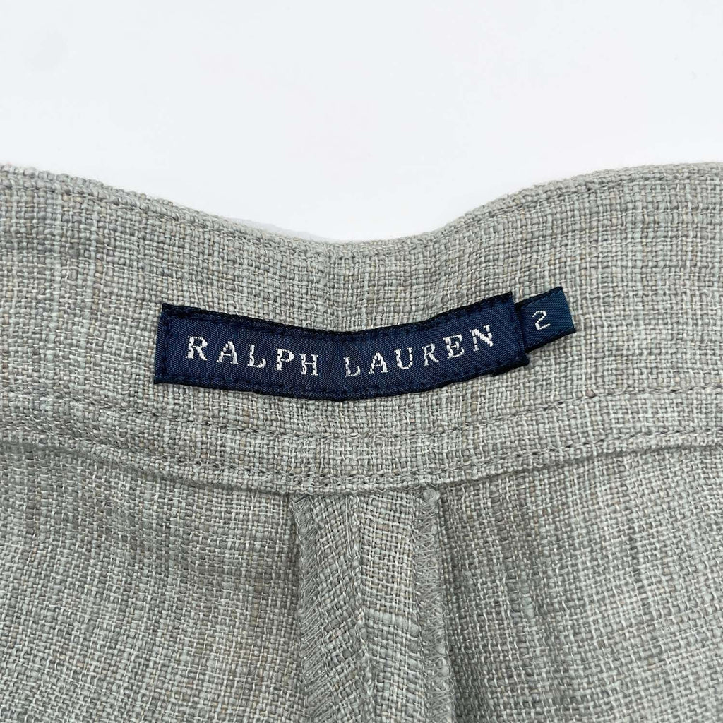 RALPH LAUREN ラルフローレン サイズ2 ワイドパンツ リネン ツイード ブルー