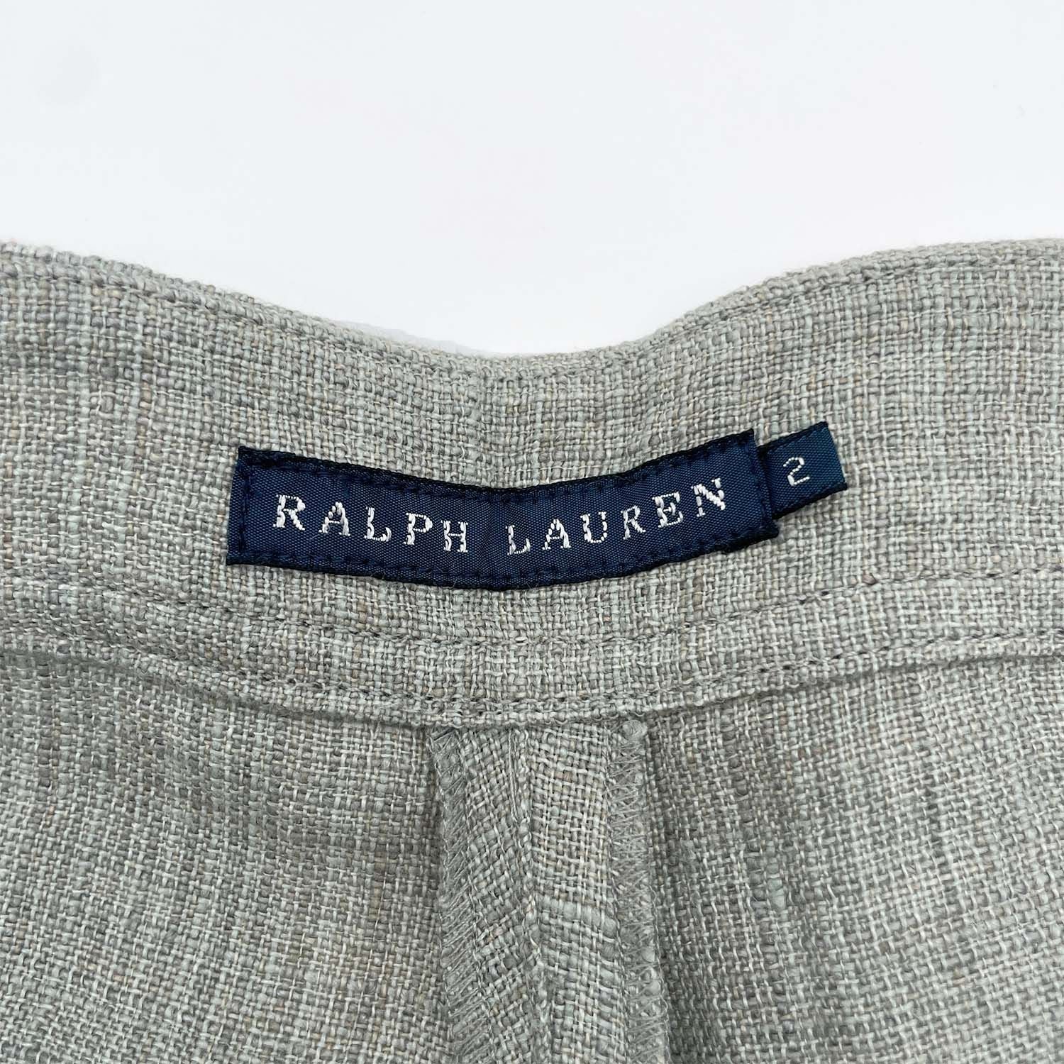 RALPH LAUREN ラルフローレン サイズ2 ワイドパンツ リネン ツイード ブルー