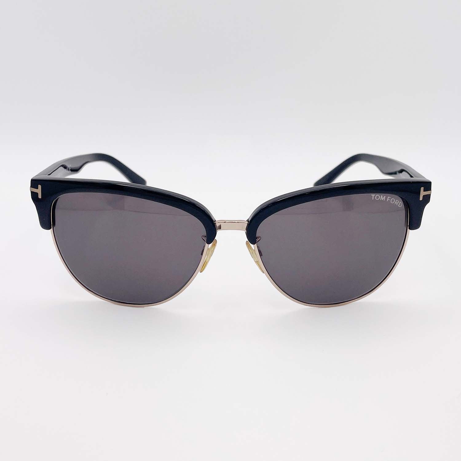 TOMFORD トムフォード サングラス Fany TF368 ブラック×ゴールド ブロウ ハーフリム