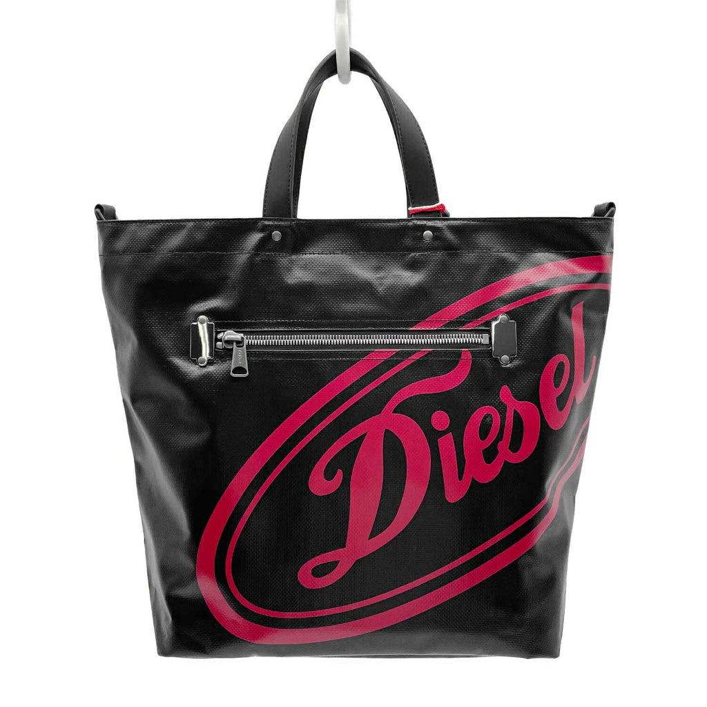 DIESEL ディーゼル 2WAYバッグ ロゴ ブラック ショルダー ハンド コーティングキャンバス