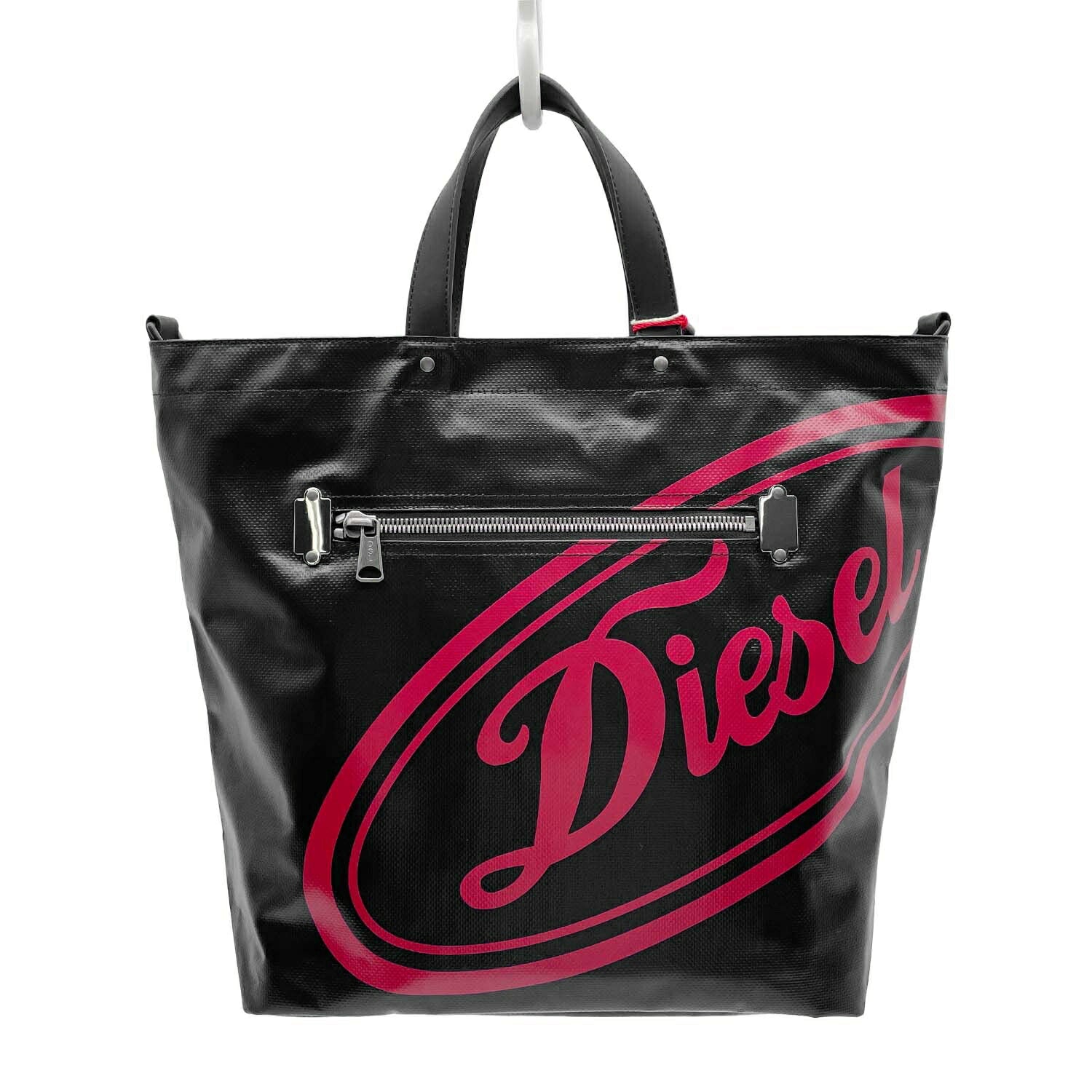 DIESEL ディーゼル 2WAYバッグ ロゴ ブラック ショルダー ハンド コーティングキャンバス