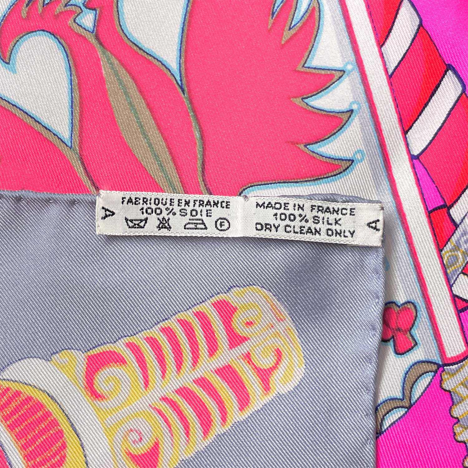 HERMES エルメス カレ90 スカーフ Etendards et Bonnieres 旗 ピンク グレー
