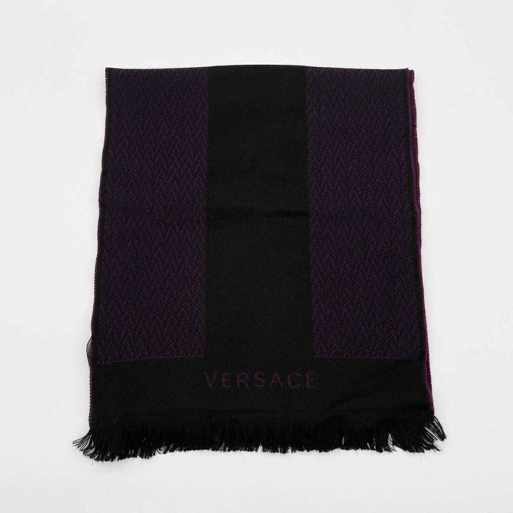 VERSACE ヴェルサーチェ 100cm×36cm メドゥーサ マフラー ブラック/パープル