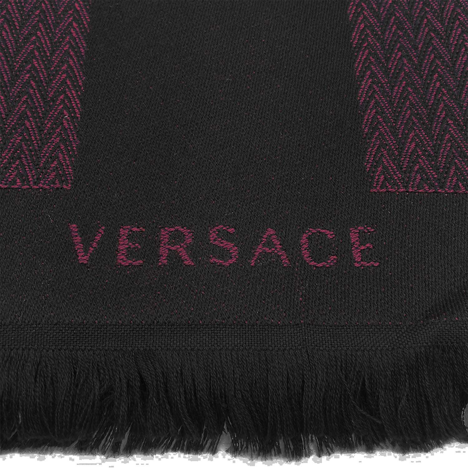 VERSACE ヴェルサーチェ 100cm×36cm メドゥーサ マフラー ブラック/パープル