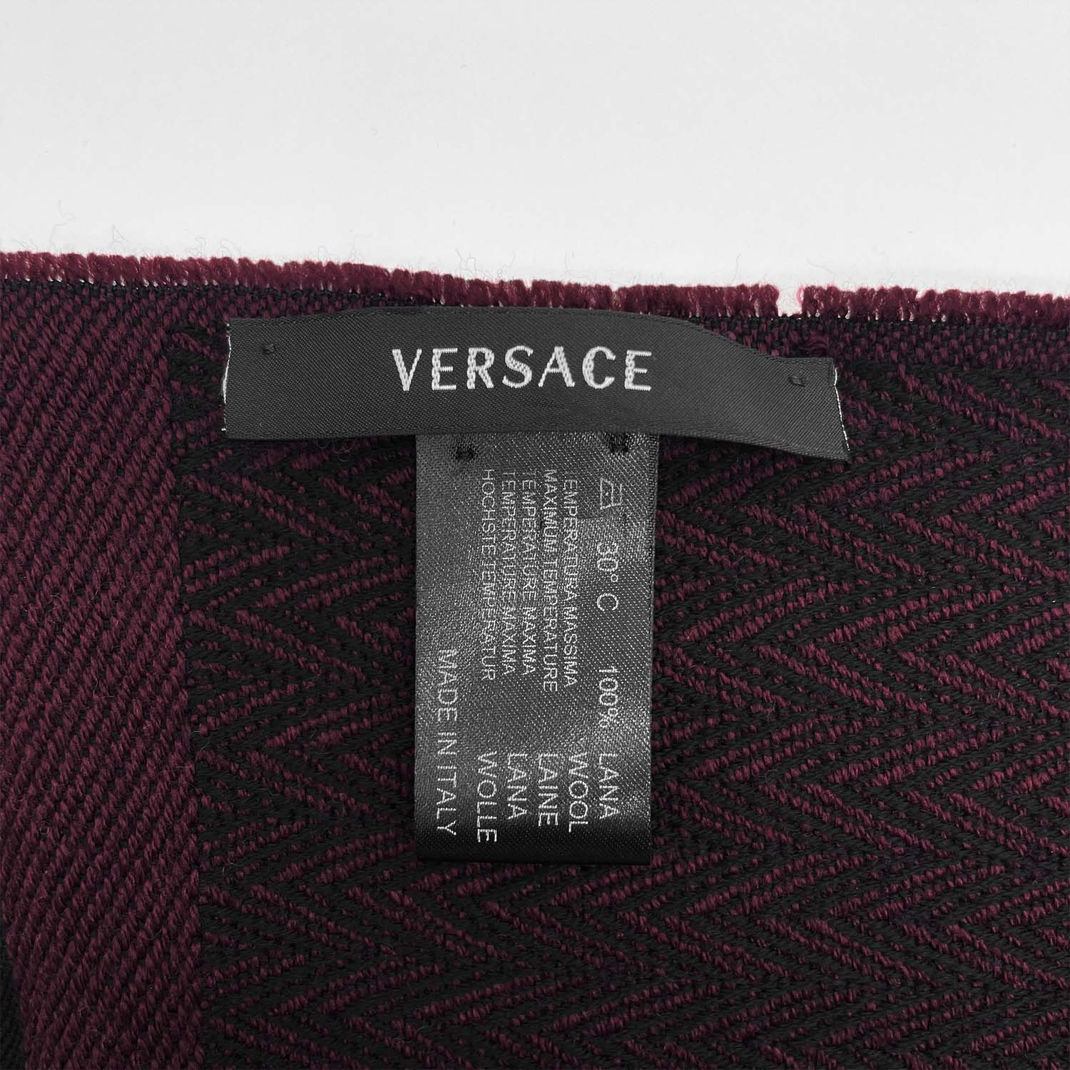 VERSACE ヴェルサーチェ 100cm×36cm メドゥーサ マフラー ブラック/パープル