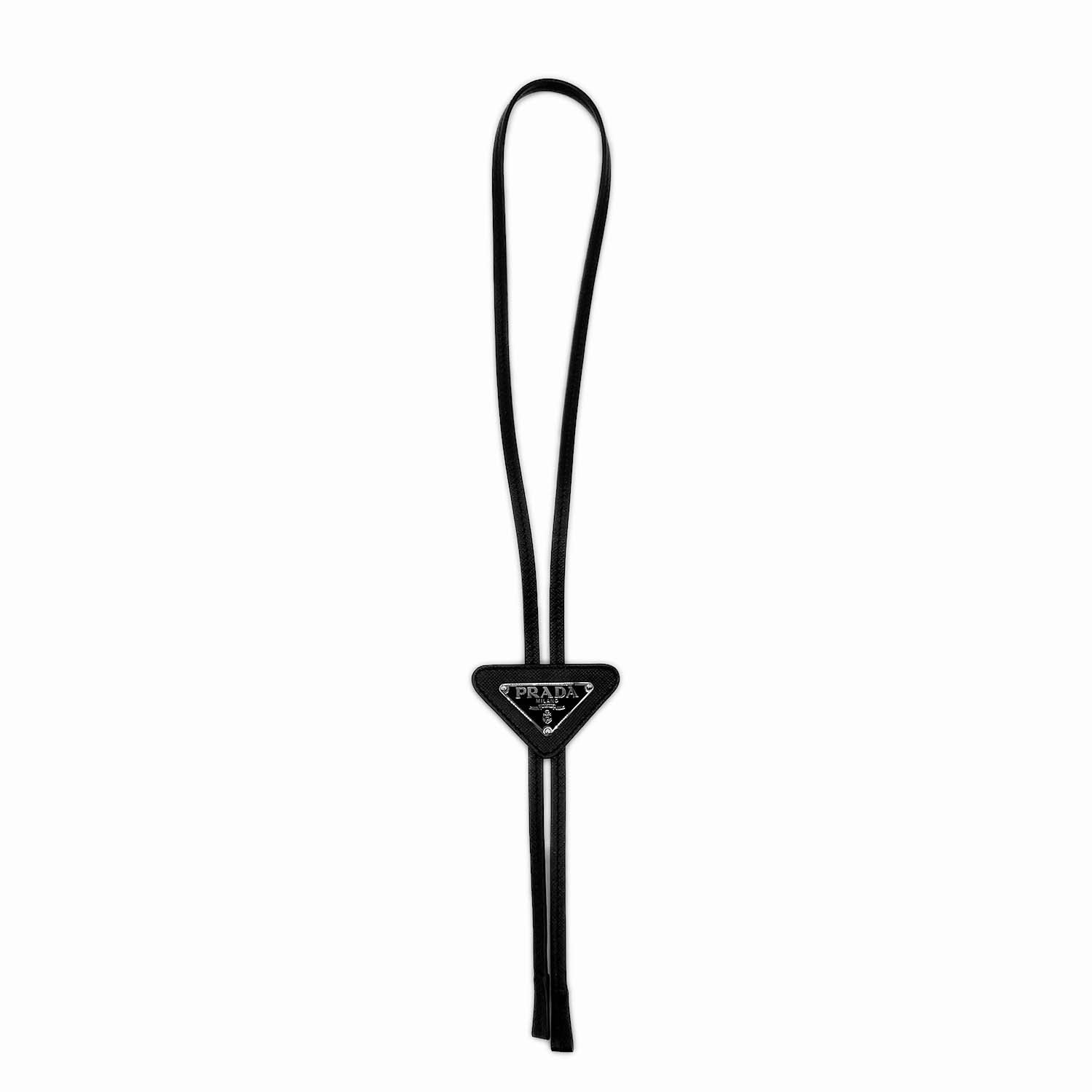 PRADA サフィアーノレザー ボロタイ 21C027 ネックレス ネクタイ トライアングル 三角ロゴ