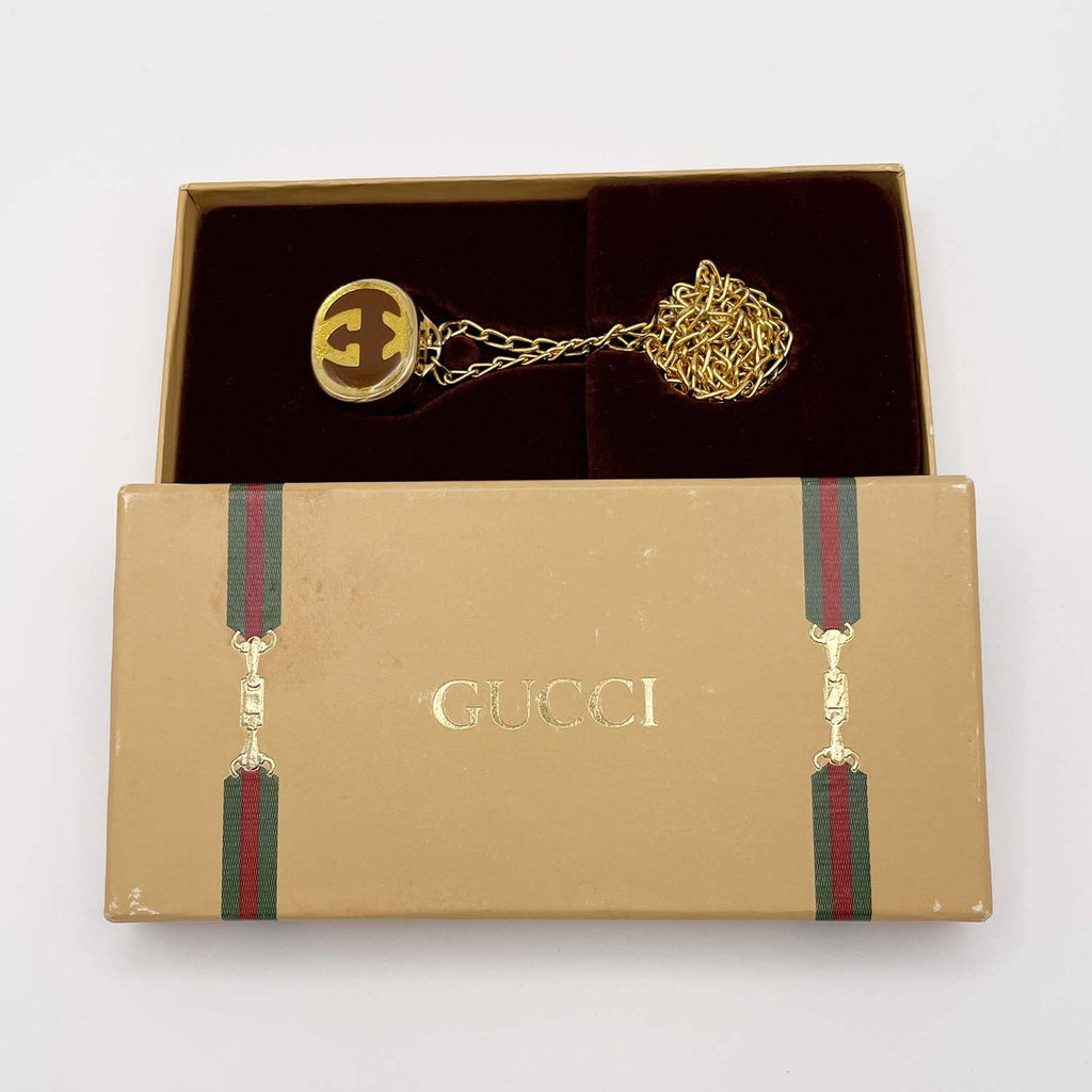 GUCCI グッチ オールド ピルケース インターロッキング ネックレス ペンダント ヴィンテージ