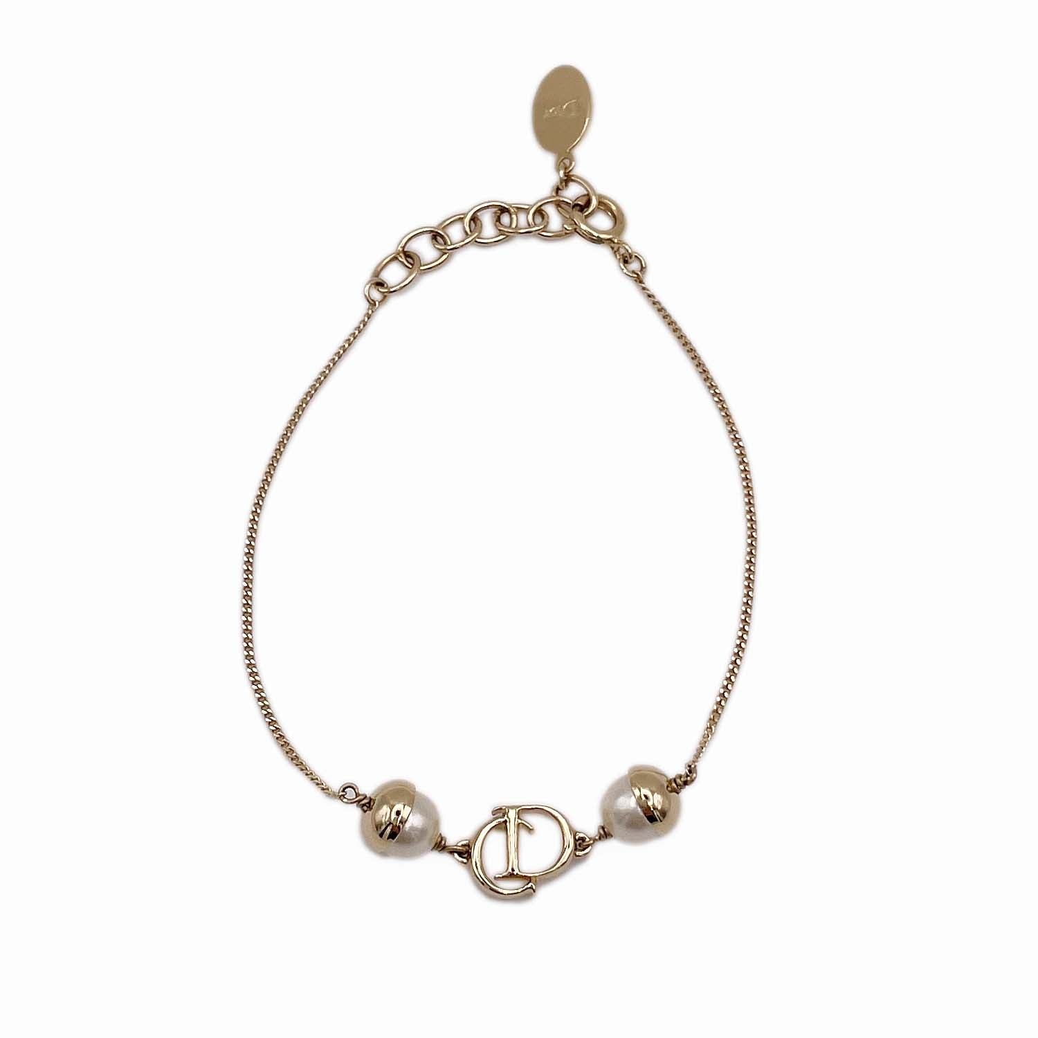 Dior ディオール CDロゴパール ブレスレット 最大18cm バングル 華奢