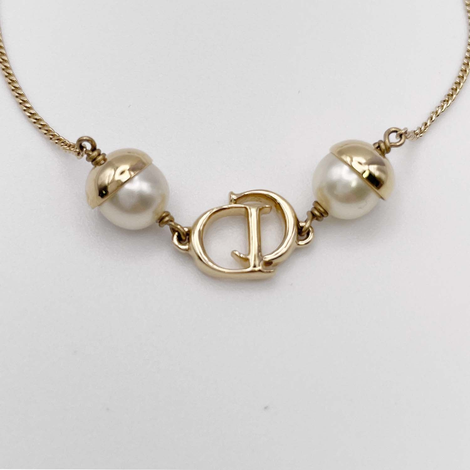 Dior ディオール CDロゴパール ブレスレット 最大18cm バングル 華奢