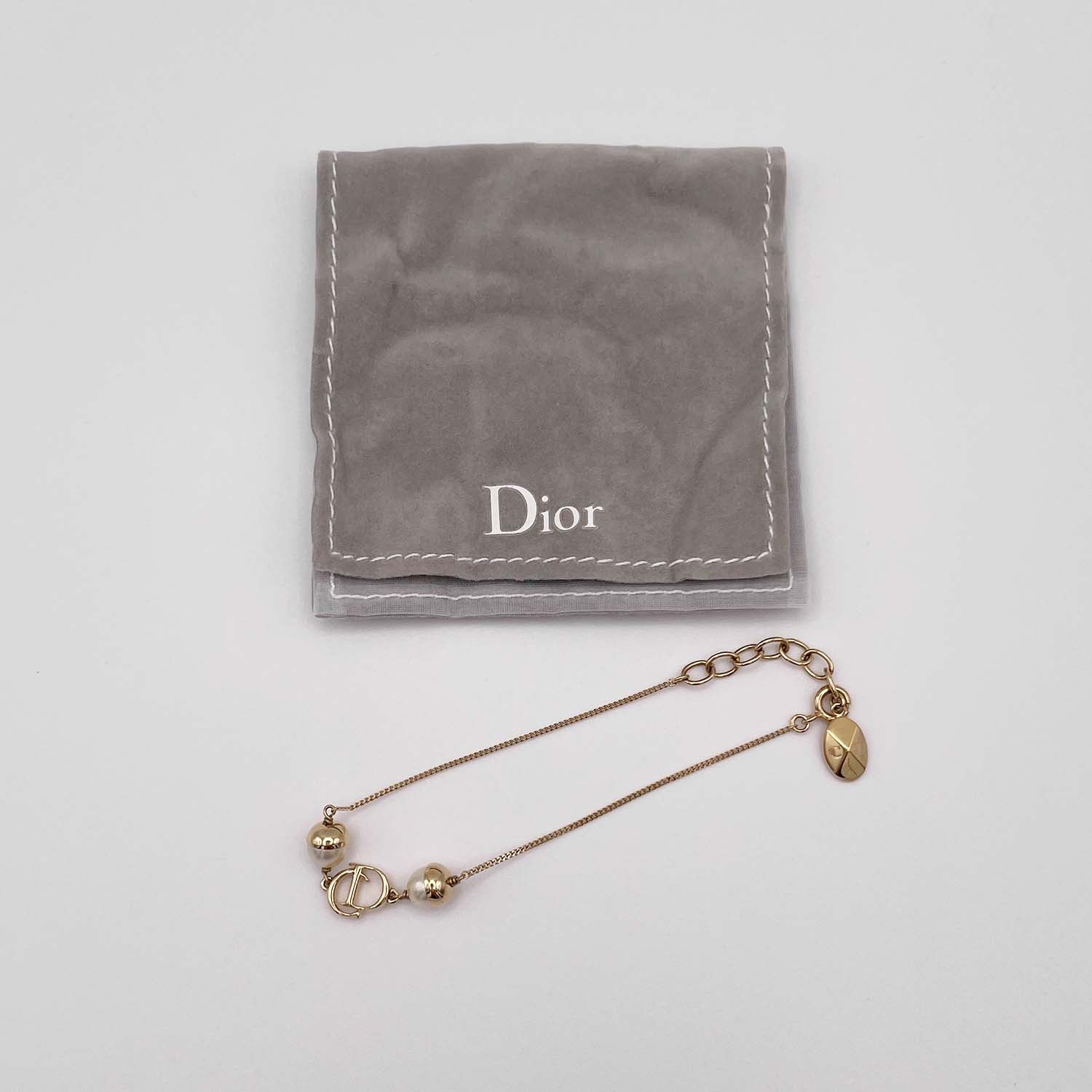 Dior ディオール CDロゴパール ブレスレット 最大18cm バングル 華奢