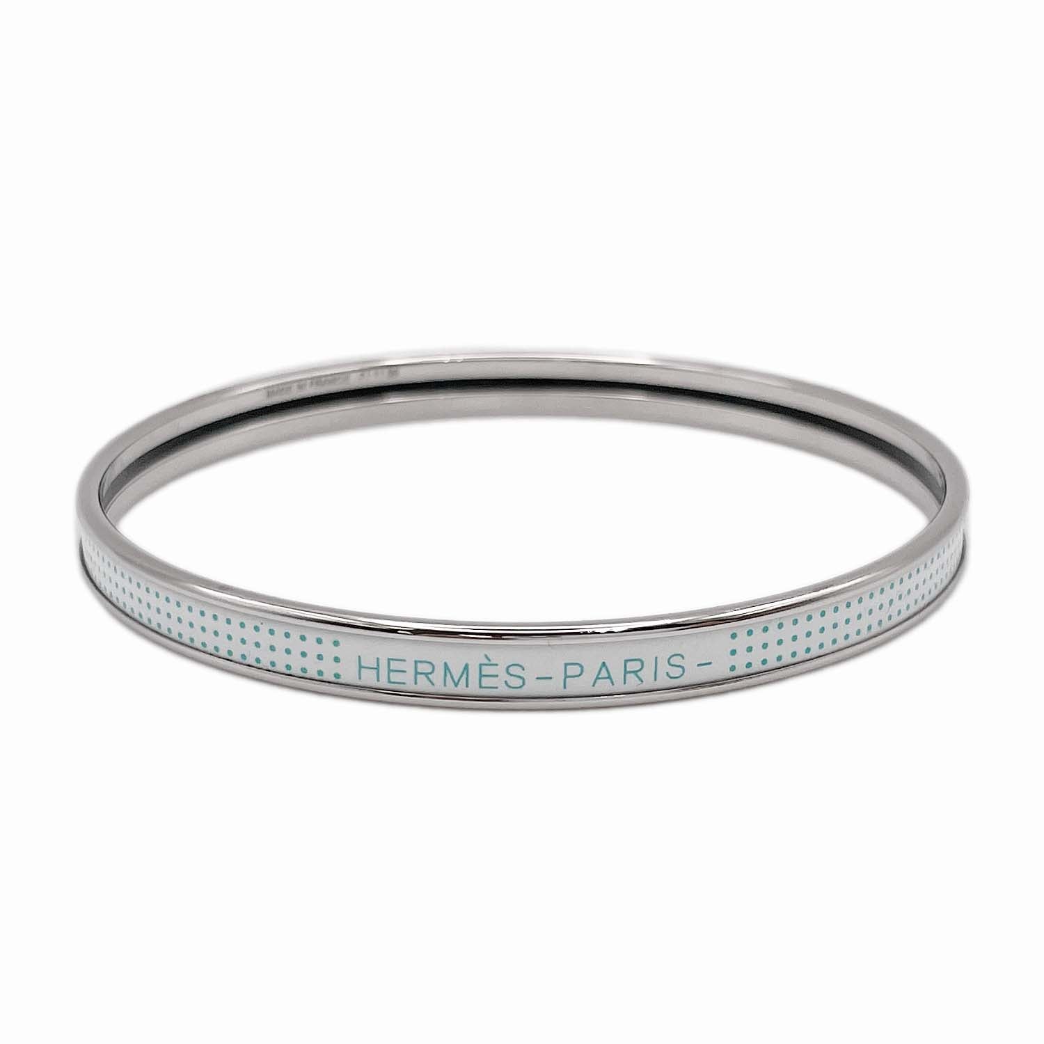 HERMES エルメス ユニ 幅0.5mm エナメルブレスレット バッグ ドット柄