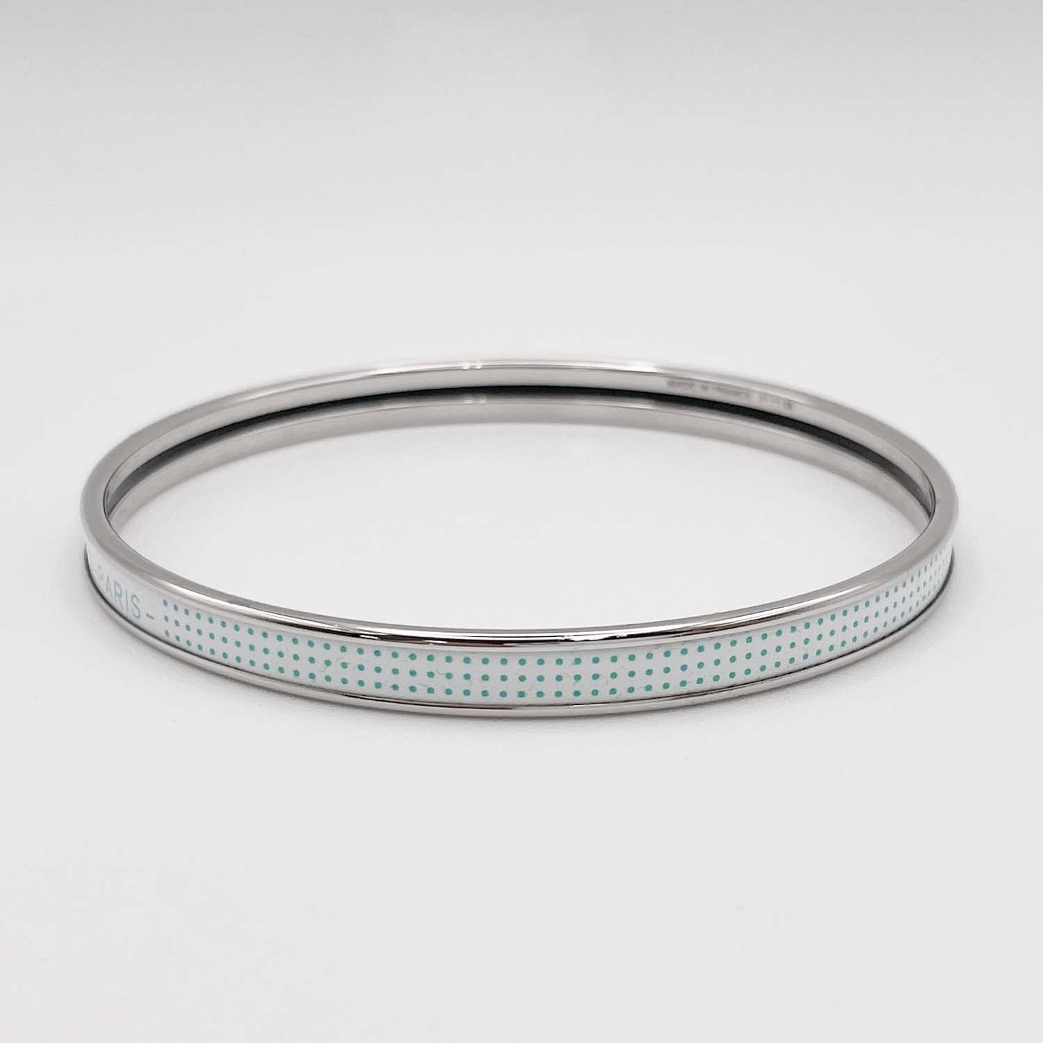 HERMES エルメス ユニ 幅0.5mm エナメルブレスレット バッグ ドット柄