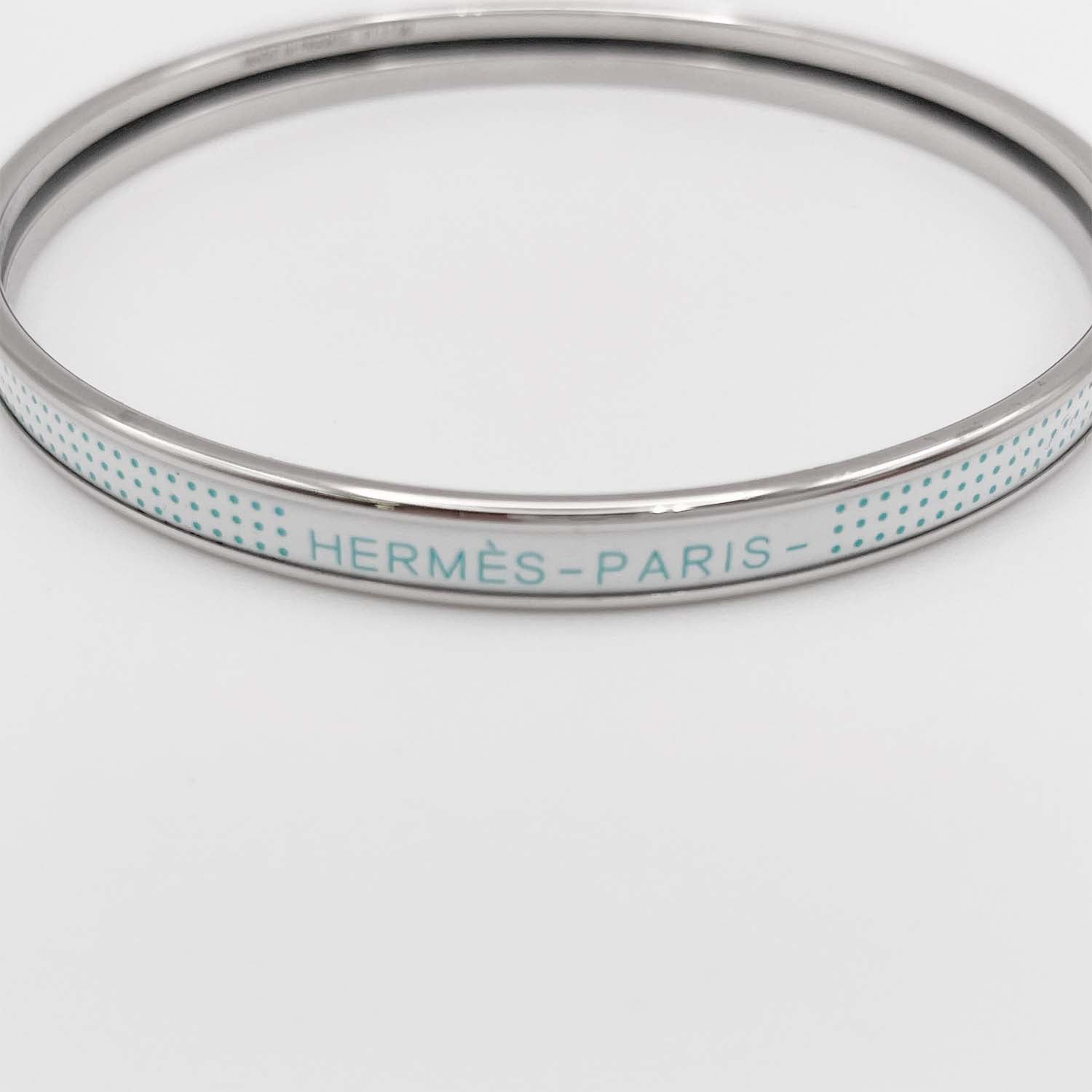 HERMES エルメス ユニ 幅0.5mm エナメルブレスレット バッグ ドット柄