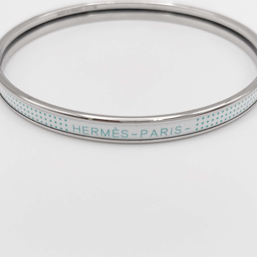 HERMES エルメス ユニ 幅0.5mm エナメルブレスレット バッグ ドット柄