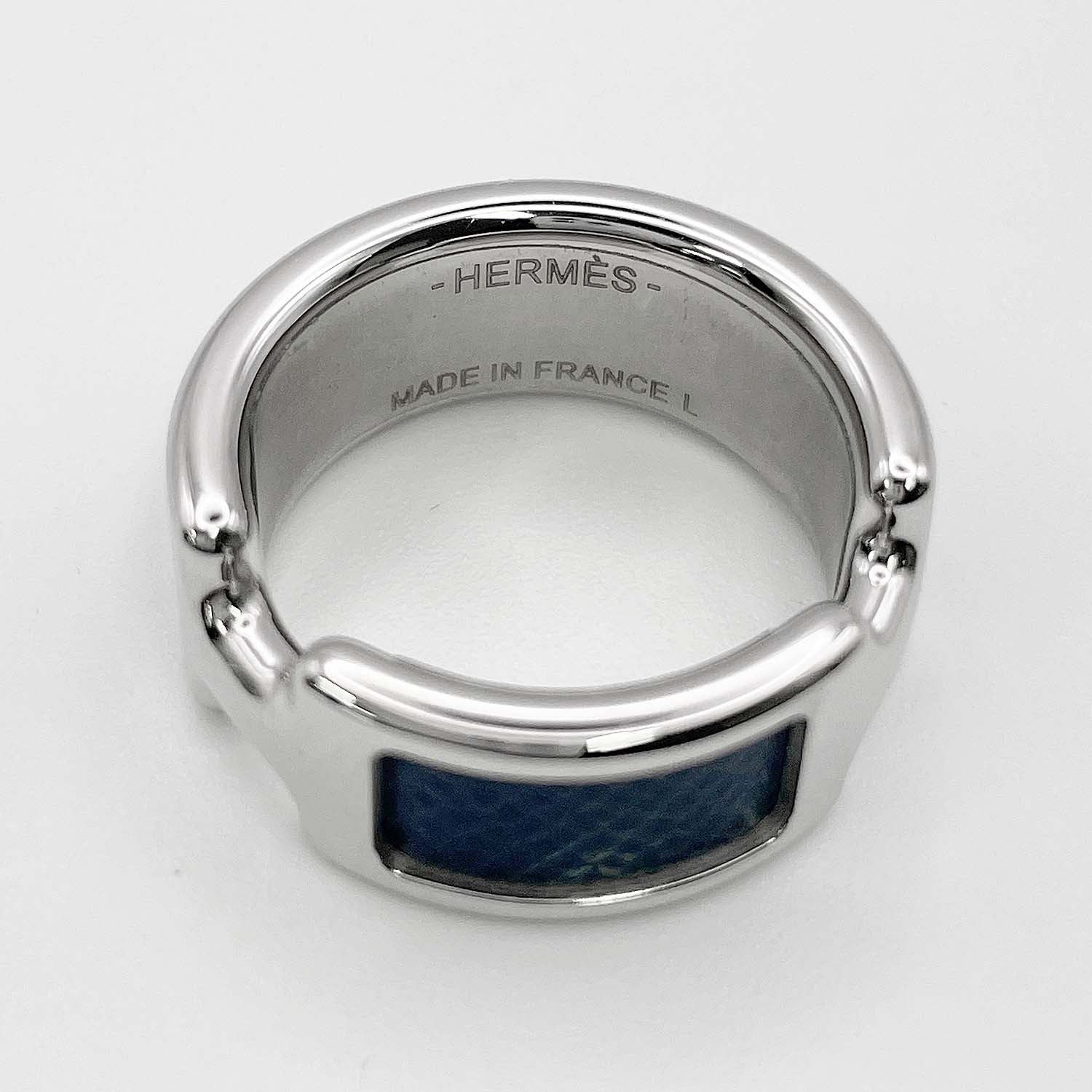 HERMES エルメス Lサイズ 15.5号 リング オランプPM ブルーニュイ 内側シール付き