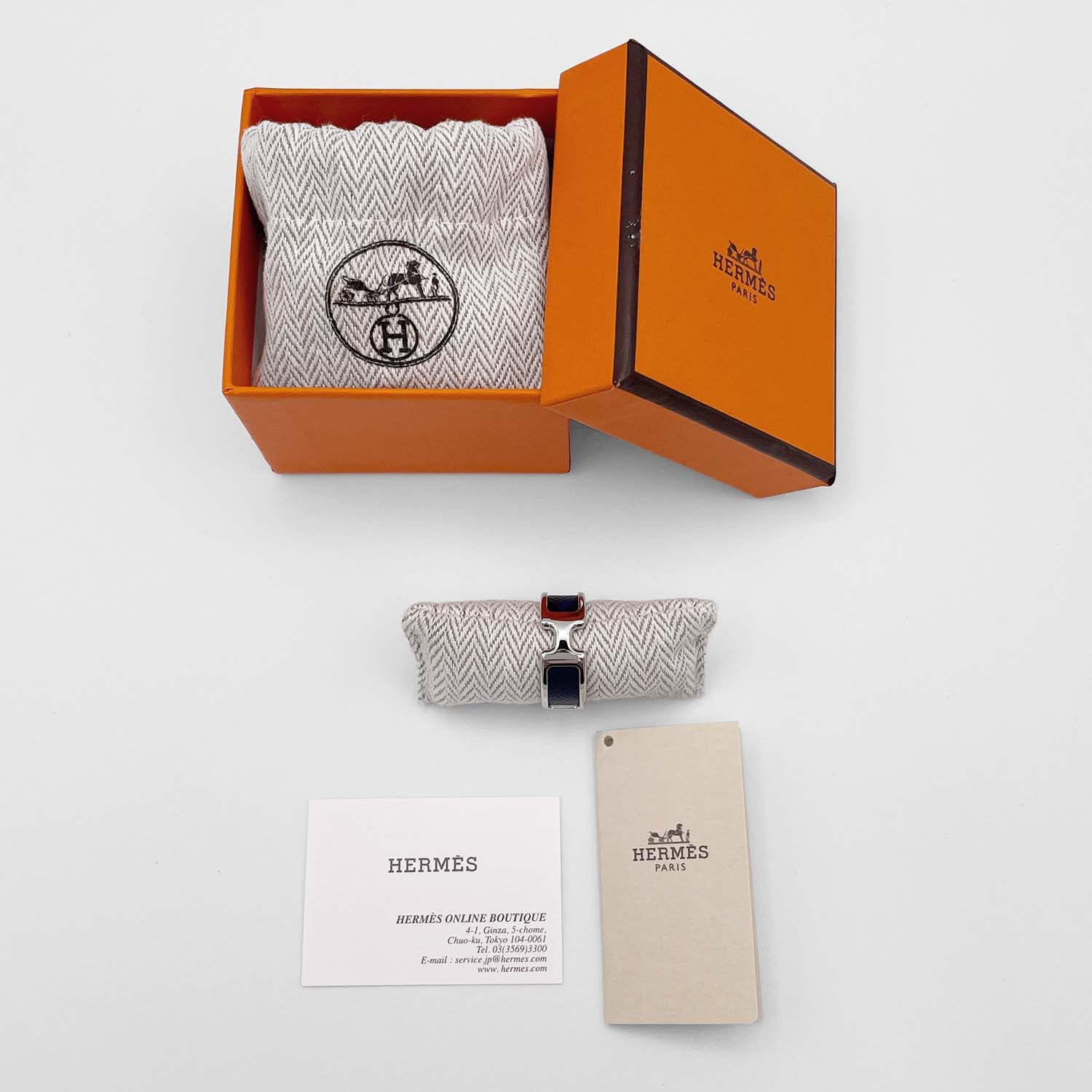 HERMES エルメス Lサイズ 15.5号 リング オランプPM ブルーニュイ 内側シール付き