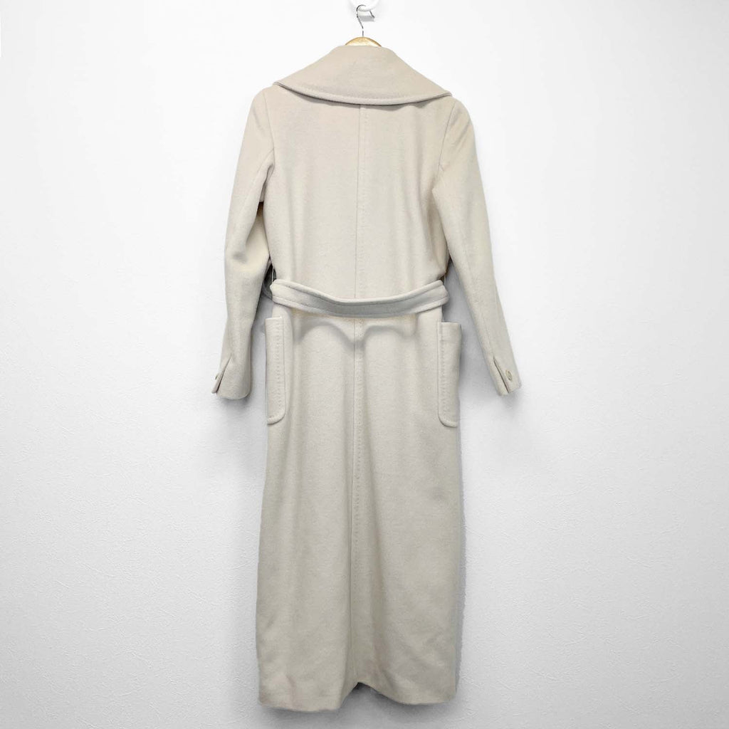 MAXMARA マックスマーラ 38 カシミヤ混 ガウンコート マキシ丈 ロング 白タグ オフホワイト