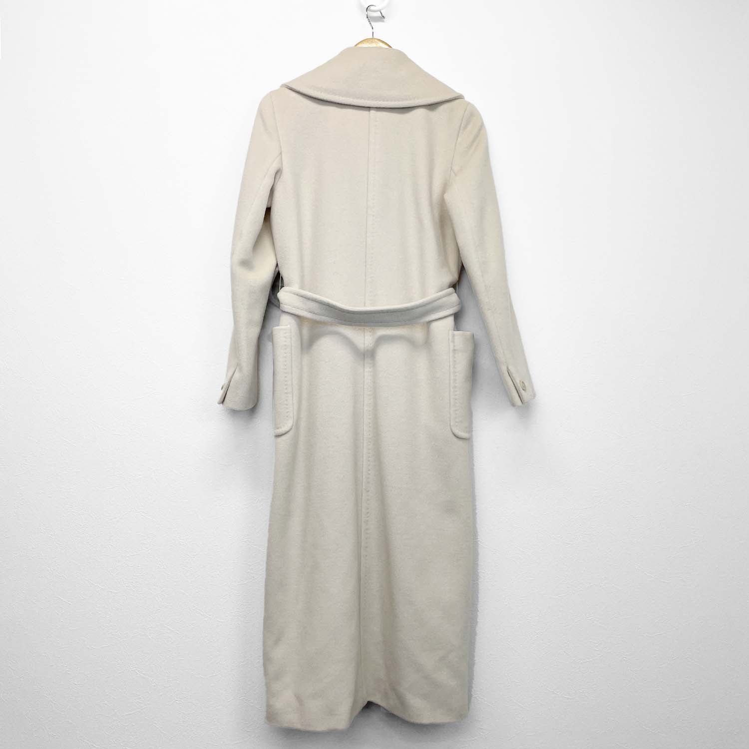 MAXMARA マックスマーラ 38 カシミヤ混 ガウンコート マキシ丈 ロング 白タグ オフホワイト