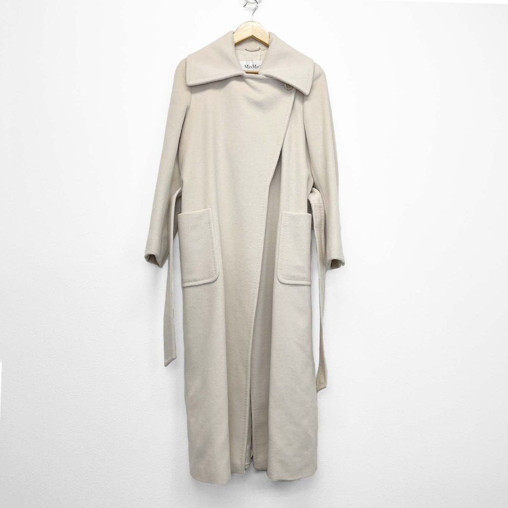 MAXMARA マックスマーラ 38 カシミヤ混 ガウンコート マキシ丈 ロング 白タグ オフホワイト