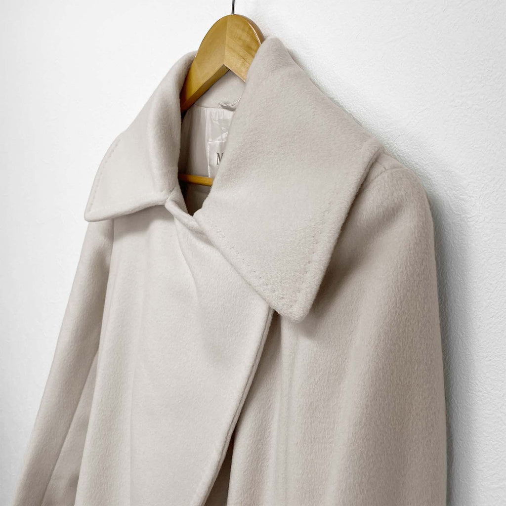 MAXMARA マックスマーラ 38 カシミヤ混 ガウンコート マキシ丈 ロング 白タグ オフホワイト
